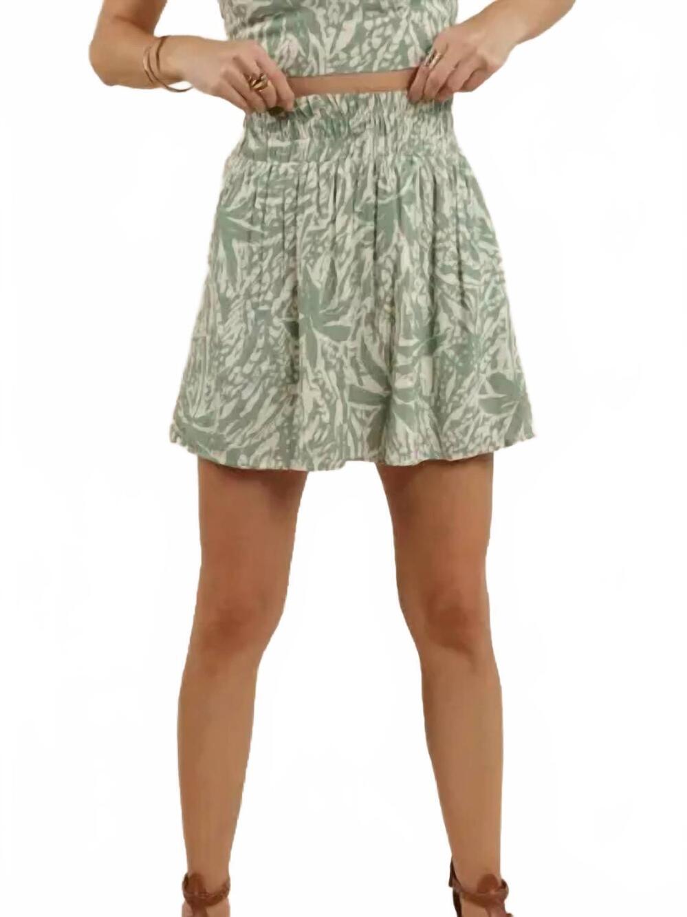 NEW SAGE THE LABEL palm whisper mini skirt in green